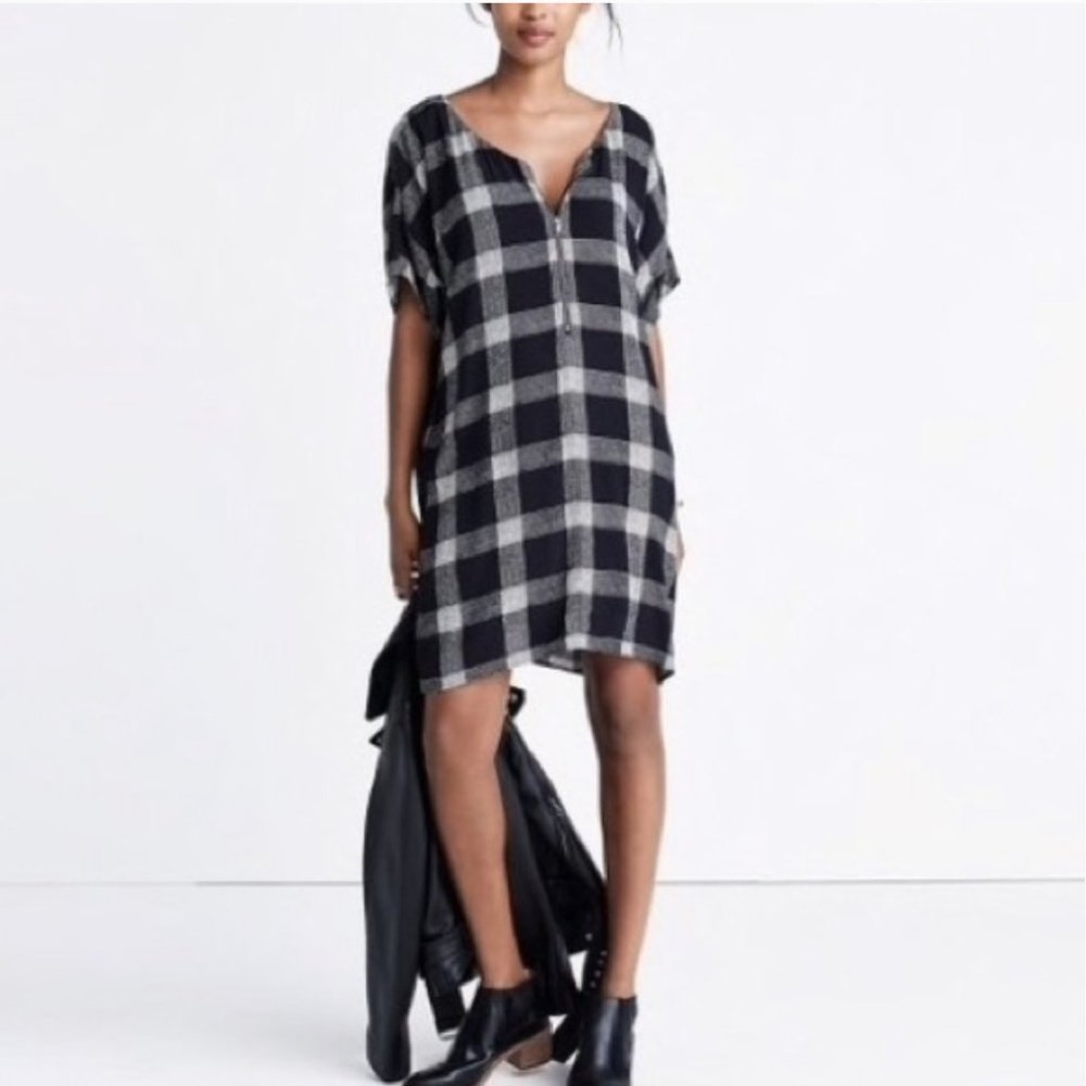 MADEWELL / Zip-front Dress in Buffalo Sketch